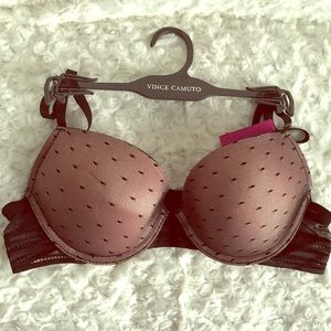 NWT Vince Camuto push up cup lace bra pink black